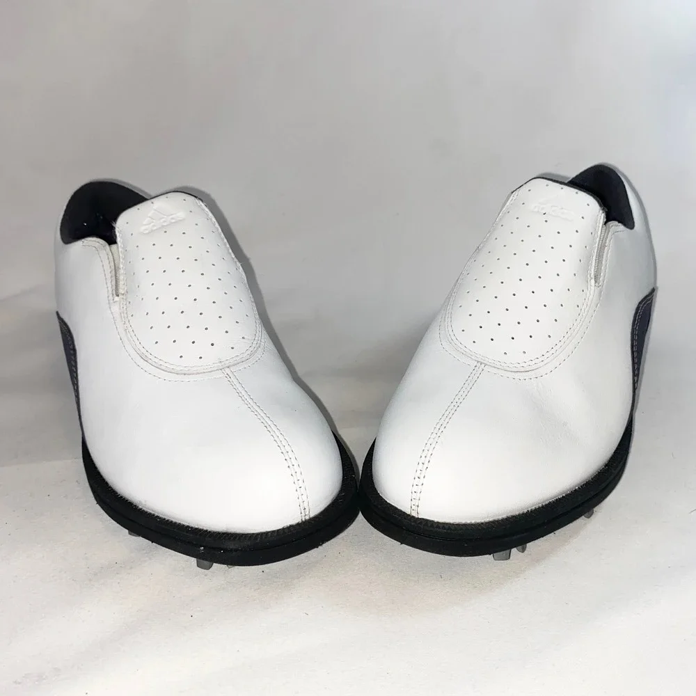 Adidas Slip On Golf Shoes White Grey Cleated Leather 679281‎ Womens Size 6